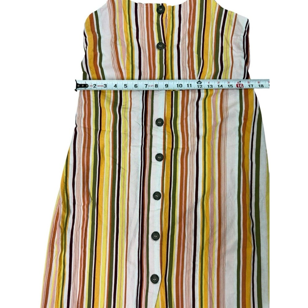 Cotton On Striped Button Front Midi Summer Dress Multicolor Linen Blend Size XL - Picture 9 of 9